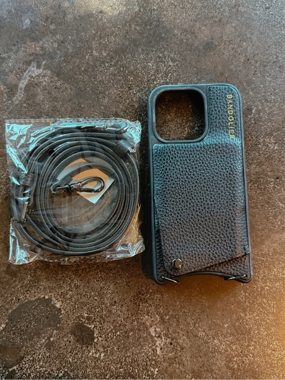 Bandolier Emma Pebble Leather iPhone 15 Pro Case — Black/Pewter
